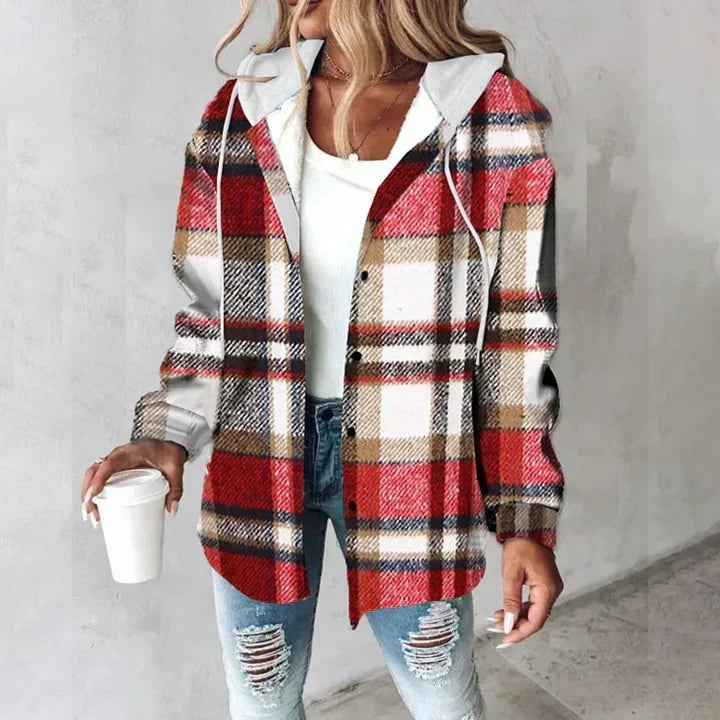 Amalia™ | Veste Chemise à Carreaux avec Capuche pour Femmes