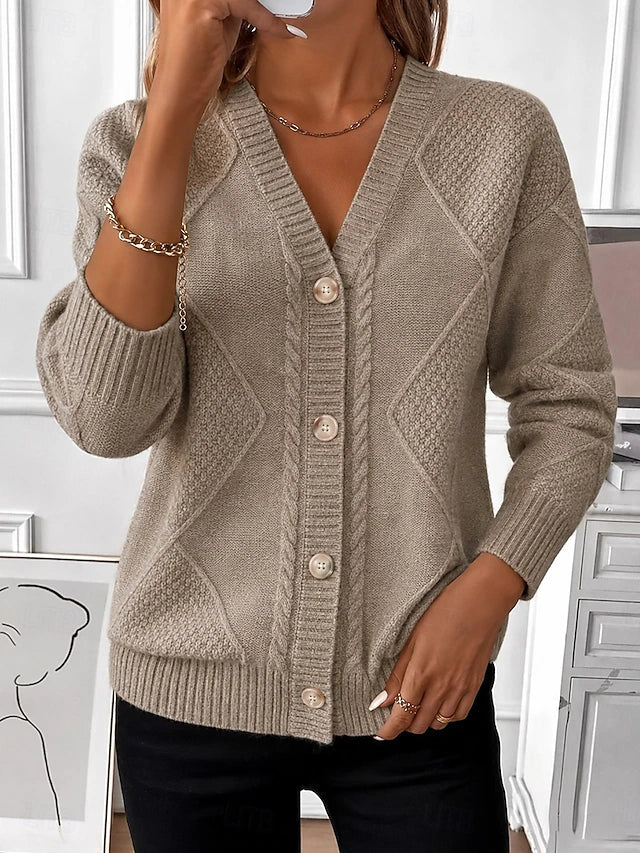 Cardigan Vintage à Boutons en Tricot à Câble pour Femmes