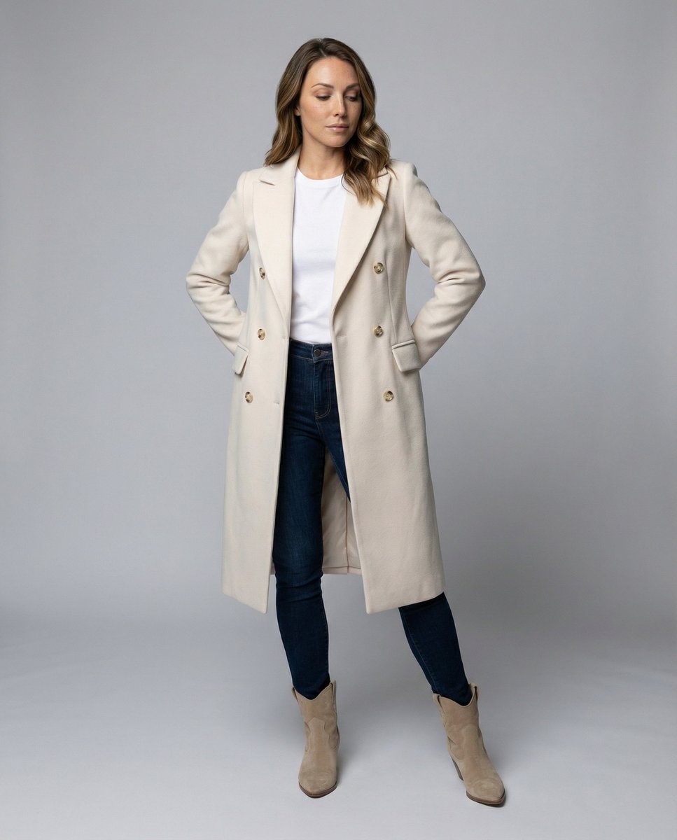 Manteau Long à Double Boutonnage pour Femmes
