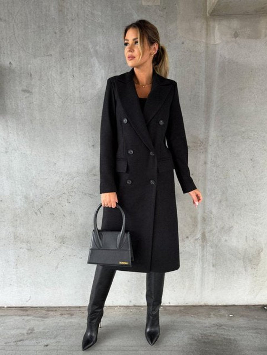 Manteau Long à Double Boutonnage pour Femmes