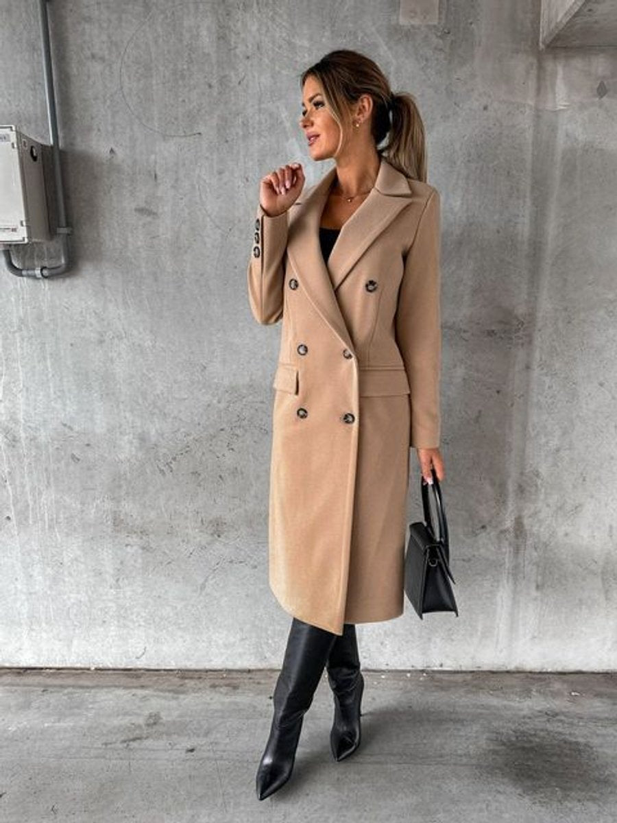 Manteau Long à Double Boutonnage pour Femmes