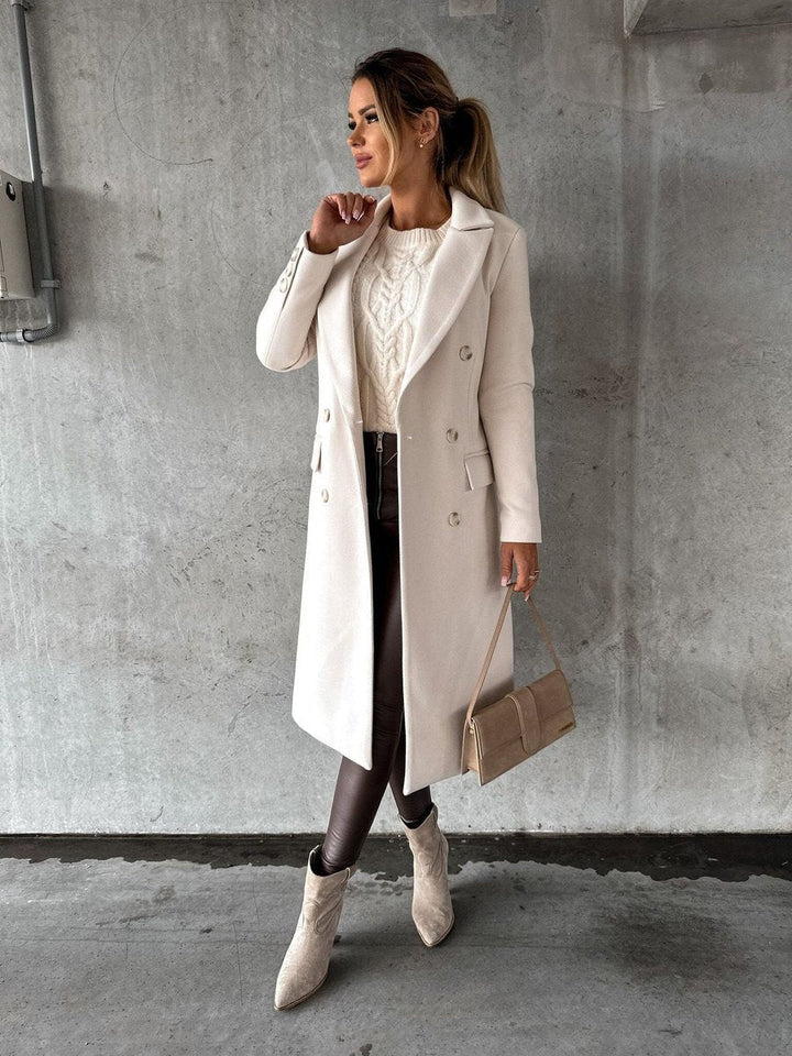 Manteau Long à Double Boutonnage pour Femmes
